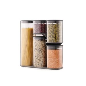 Podium 5-piece storage jar set with stand Grey Joseph Joseph