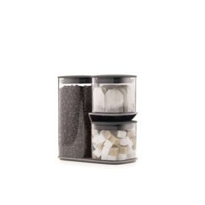 3-piece storage jar set with
stand Grey Podium Joseph Joseph