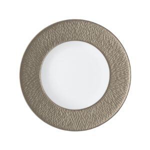 Grège Flat plate with engraved rim Minéral Irisé Raynaud