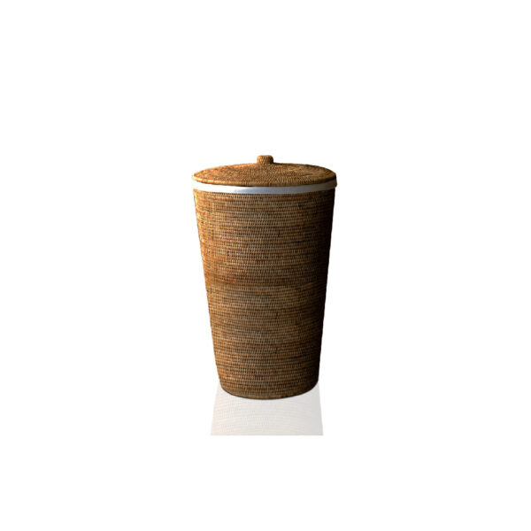 Laundry Basket round rattan dark with cloth bag Basket Decor Walther