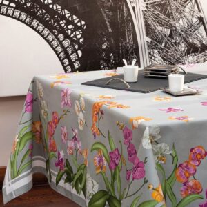 Tablecloth Orchidees Grey Ground 170x240 cm Beauville