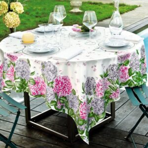 Tablecloth Hortensias Pink/Grey 170x270 cm Beauville