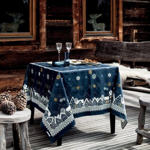 Tablecloth Nuit Etoilee Satin Blue 170x240 cm Beauville