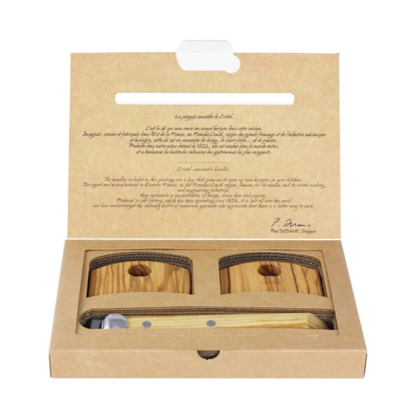 Set of 1 handle and 2 side handles Casteline olive 
 Cristel
