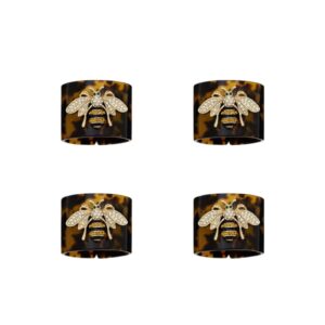 Stripey bee resin napkin rings tortoiseshell set 4 pcs. Joanna Buchanan