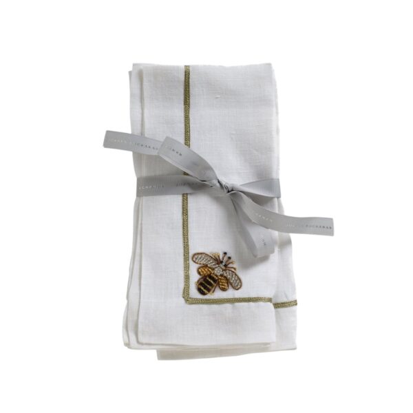 Stripey bee linen dinner napkins white set 2 pcs. Joanna Buchanan