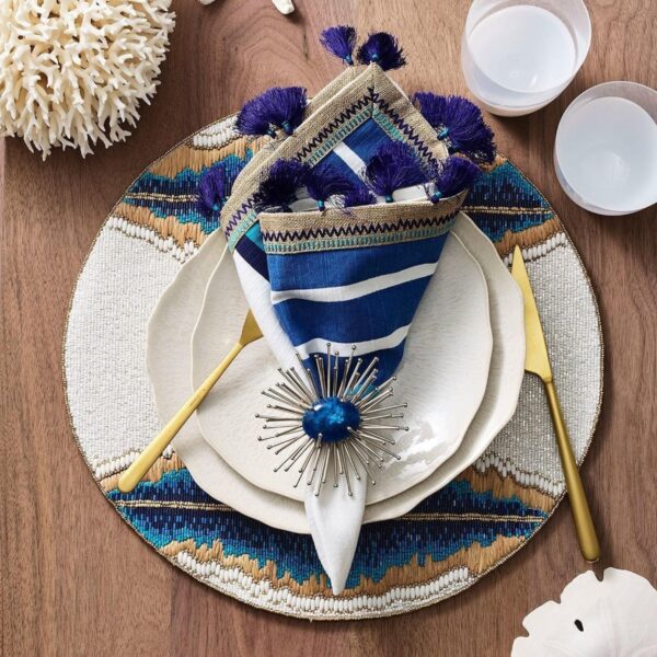Napkin Jaipur white/blue Kim Seybert - Image 2