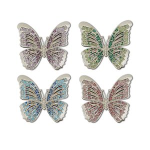 Napkin ring platinum with multicolor crystals Butterfly LObjet