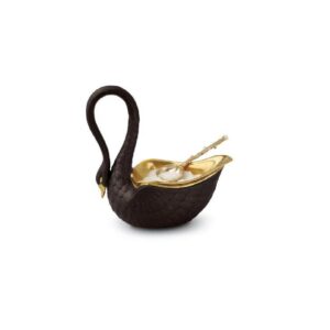 Black salt cellar with spoon Swan LObjet