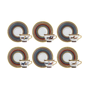 Cheval d’Orient set of 6 tea cups and saucers Hermès