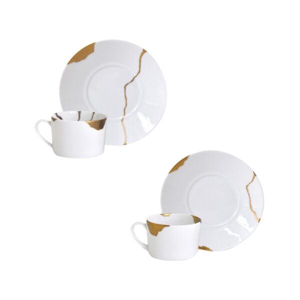 Kintsugi Set of 2 assorted breakfast cups  saucers 250 ml Bernardaud