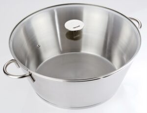 Multiply mat preserving pan 40 cm + stainless steel handles + glass lid Complements Cristel