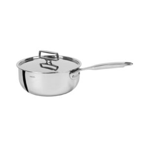 Casserole 22 cm Castel Pro 5 ply poignee fixe avec couvercle Cristel