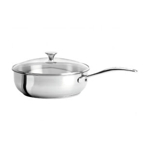 Stainless steel Sauté Pan fixed handle 24 cm induction + glass lid Master Fixe Cristel