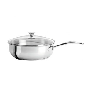 Stainless steel Sauté Pan fixed handle 26 cm induction + glass lid Master Fixe Cristel