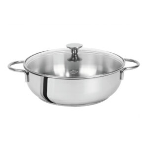 Stainless steel Sauté Pan 2 grips fixed handle 24cm + glass lid Master Fixe Cristel