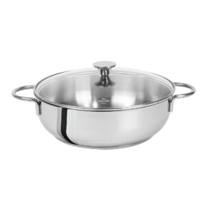 Stainless steel Sauté Pan 2 grips fixed handle 26cm + glass lid Master Fixe Cristel