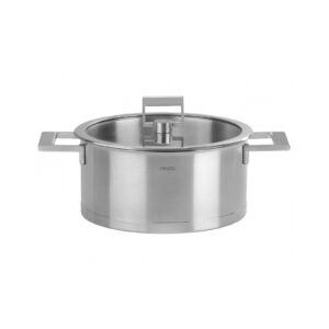 Strate fixed stewpan 24 cm + flat glass lid folding knob Cristel