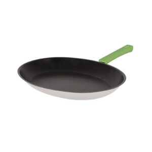 Oval Frying pan 35 cm mutine fixed exceliss lime green bakelite handle Cristel