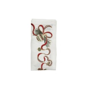 Napkin 53x53 cm white/red/green Kim Seybert