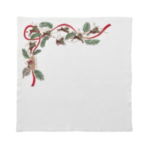 Reindeer Napkin white, red / green Kim Seybert