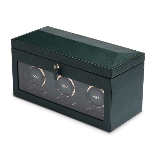 British Racing Triple Watch Winder w/ Storage Green
