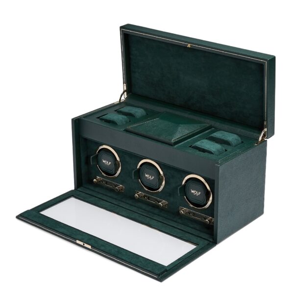 British Racing Triple Watch Winder w/ Storage Green - Image 2