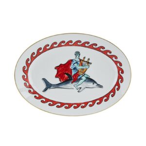 Oval flat platter Dolphin White IL Viaggio Di Nettuno Ginori 1735