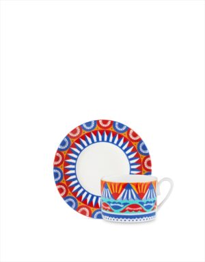 Carretto Siciliano Teacup And SaucerWhite Azzurro Cup 8,5 x H. 6 cm Saucer 16 cm Dolce Gabbana