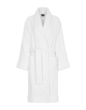 CROSSWISE BATHROBE - JACQUARD WHITE